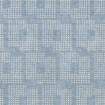 5' X 8' Sky Blue And Ivory Geometric Washable Indoor Outdoor Area Rug
