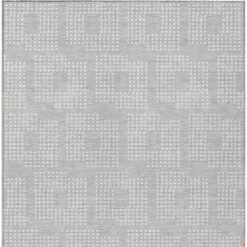 5' X 8' Silver And Ivory Geometric Washable Indoor Outdoor Area Rug
