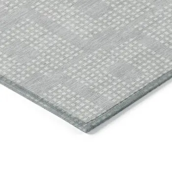 9' X 12' Silver And Ivory Geometric Washable Indoor Outdoor Area Rug