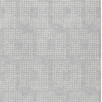 9' X 12' Silver And Ivory Geometric Washable Indoor Outdoor Area Rug