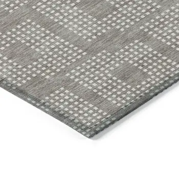 9' X 12' Taupe And Ivory Geometric Washable Indoor Outdoor Area Rug