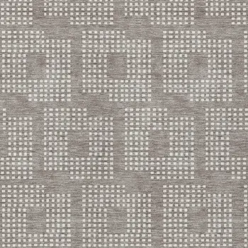 9' X 12' Taupe And Ivory Geometric Washable Indoor Outdoor Area Rug