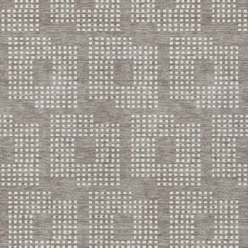 10' X 14' Taupe And Ivory Geometric Washable Indoor Outdoor Area Rug