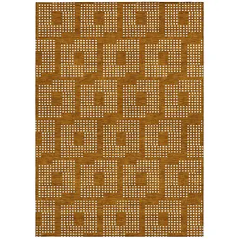 3' X 5' Terra Cotta And Ivory Geometric Washable Indoor Outdoor Area Rug