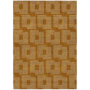 10' X 14' Terra Cotta And Ivory Geometric Washable Indoor Outdoor Area Rug