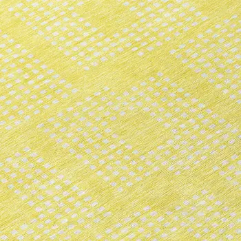 5' X 8' Yellow And Ivory Geometric Washable Indoor Outdoor Area Rug