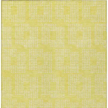 8' X 10' Yellow And Ivory Geometric Washable Indoor Outdoor Area Rug