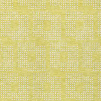 9' X 12' Yellow And Ivory Geometric Washable Indoor Outdoor Area Rug