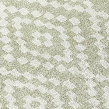 9' X 12' Artichoke Green And Ivory Geometric Washable Indoor Outdoor Area Rug