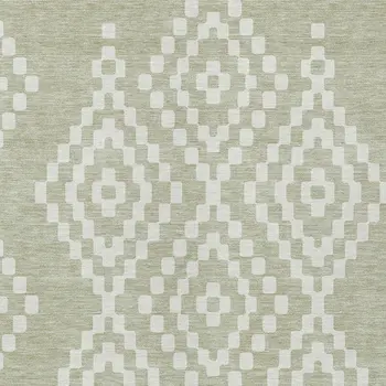 10' X 14' Artichoke Green And Ivory Geometric Washable Indoor Outdoor Area Rug