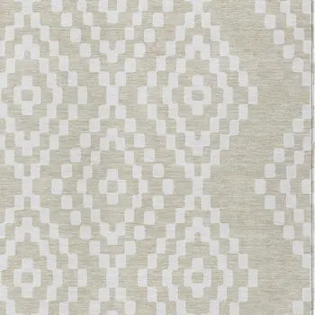 3' X 5' Beige And Ivory Geometric Washable Indoor Outdoor Area Rug