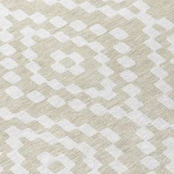 5' X 8' Beige And Ivory Geometric Washable Indoor Outdoor Area Rug