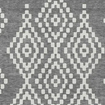 5' X 8' Gray And Ivory Geometric Washable Indoor Outdoor Area Rug