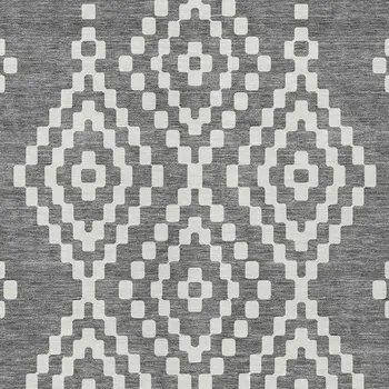8' X 10' Gray And Ivory Geometric Washable Indoor Outdoor Area Rug