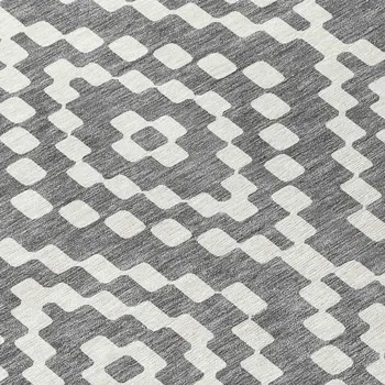 8' X 10' Gray And Ivory Geometric Washable Indoor Outdoor Area Rug