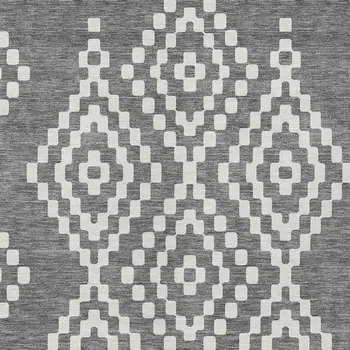 9' X 12' Gray And Ivory Geometric Washable Indoor Outdoor Area Rug