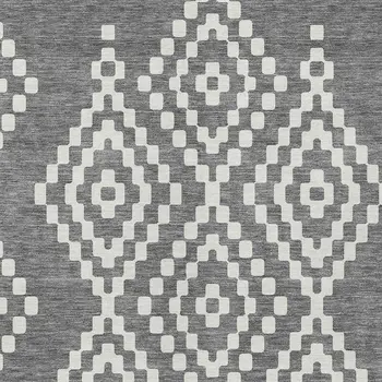 10' X 14' Gray And Ivory Geometric Washable Indoor Outdoor Area Rug