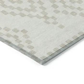 5' X 8' Ivory And Beige Geometric Washable Indoor Outdoor Area Rug