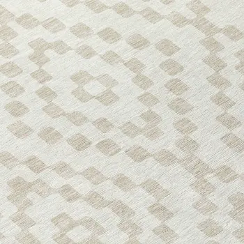 9' X 12' Ivory And Beige Geometric Washable Indoor Outdoor Area Rug