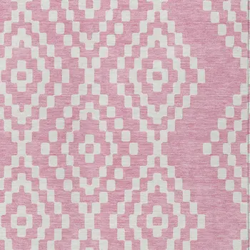 8' X 10' Pink And Ivory Geometric Washable Indoor Outdoor Area Rug