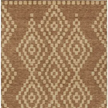 5' X 8' Brown And Beige Geometric Washable Indoor Outdoor Area Rug