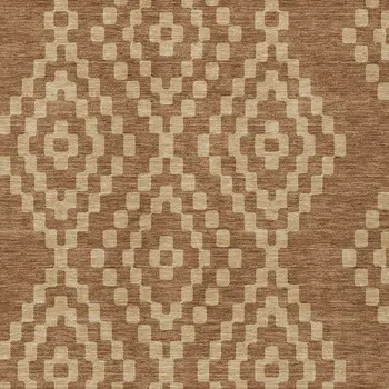 8' X 10' Brown And Beige Geometric Washable Indoor Outdoor Area Rug
