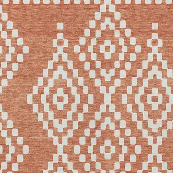 8' X 10' Salmon And Ivory Geometric Washable Indoor Outdoor Area Rug