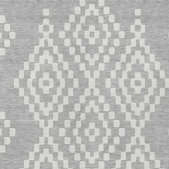 3' X 5' Silver And Ivory Geometric Washable Indoor Outdoor Area Rug