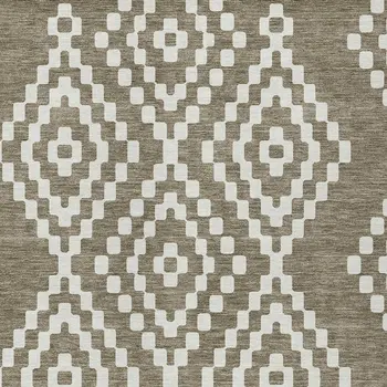 3' X 5' Taupe And Ivory Geometric Washable Indoor Outdoor Area Rug