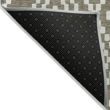 5' X 8' Taupe And Ivory Geometric Washable Indoor Outdoor Area Rug