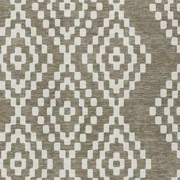 8' X 10' Taupe And Ivory Geometric Washable Indoor Outdoor Area Rug