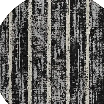8' Black Gray And Ivory Round Striped Washable Indoor Outdoor Area Rug