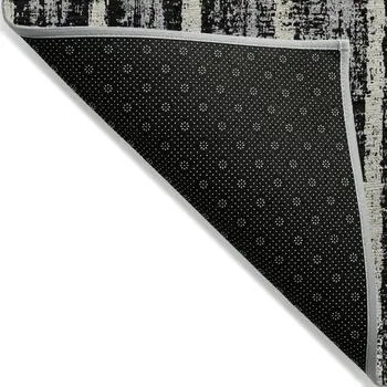 10' X 14' Black Gray And Ivory Striped Washable Indoor Outdoor Area Rug