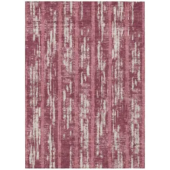 10' X 14' Blush And Ivory Striped Washable Indoor Outdoor Area Rug