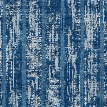 8' X 10' Blue And Ivory Striped Washable Indoor Outdoor Area Rug