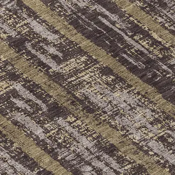8' Chocolate And Beige Round Striped Washable Indoor Outdoor Area Rug