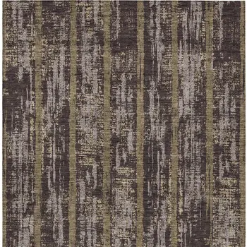 10' X 14' Chocolate And Beige Striped Washable Indoor Outdoor Area Rug