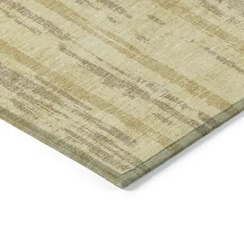 5' X 8' Gold And Brown Striped Washable Indoor Outdoor Area Rug