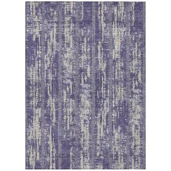 5' X 8' Purple Gray And Ivory Striped Washable Indoor Outdoor Area Rug