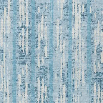 5' X 8' Sky Blue And Ivory Striped Washable Indoor Outdoor Area Rug