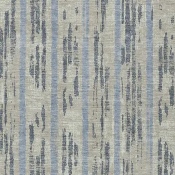 9' X 12' Taupe Gray And Blue Striped Washable Indoor Outdoor Area Rug