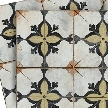 6" x 6" Beige Vinyl Arabesque Peel And Stick Removable Tiles