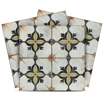 6" x 6" Beige Vinyl Arabesque Peel And Stick Removable Tiles