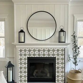 12" x 12" Beige Vinyl Arabesque Peel And Stick Removable Tiles