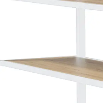 White Twin Over Full Industrial Metal Bunk Bed With Shelves