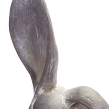 Set of Two Gray Cement Figurine Tabletop Sculpture