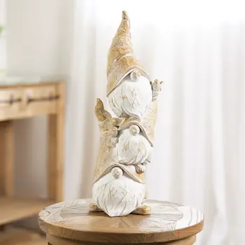 23" Brown Resin Standing Gnome Tabletop Sculpture