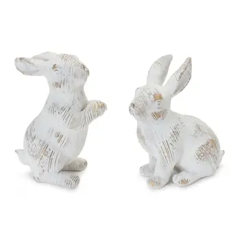 Set of Two White Resin Figurine Tabletop Sculpture