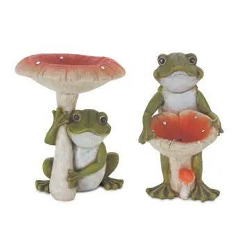 Set of Two Green Resin Figurine Tabletop Sculpture