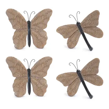 Set of Four Brown Polyresin Figurine Tabletop Sculpture